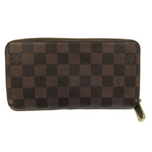 Louis Vuitton Ebene Wallet Long Damier Zippy Zip Brown Brown
